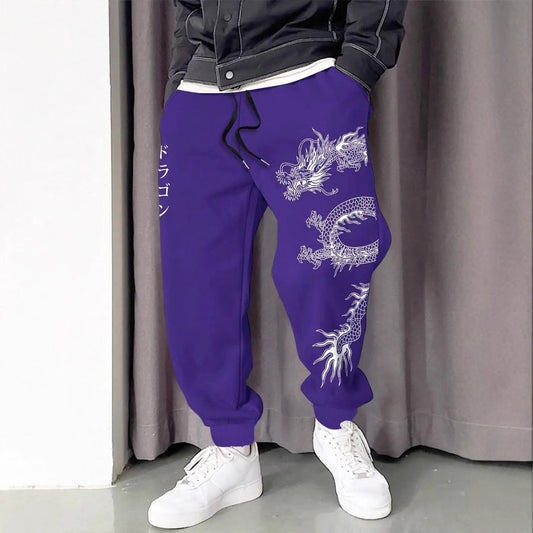Men's Printed Loose Lace-up Sweatpants