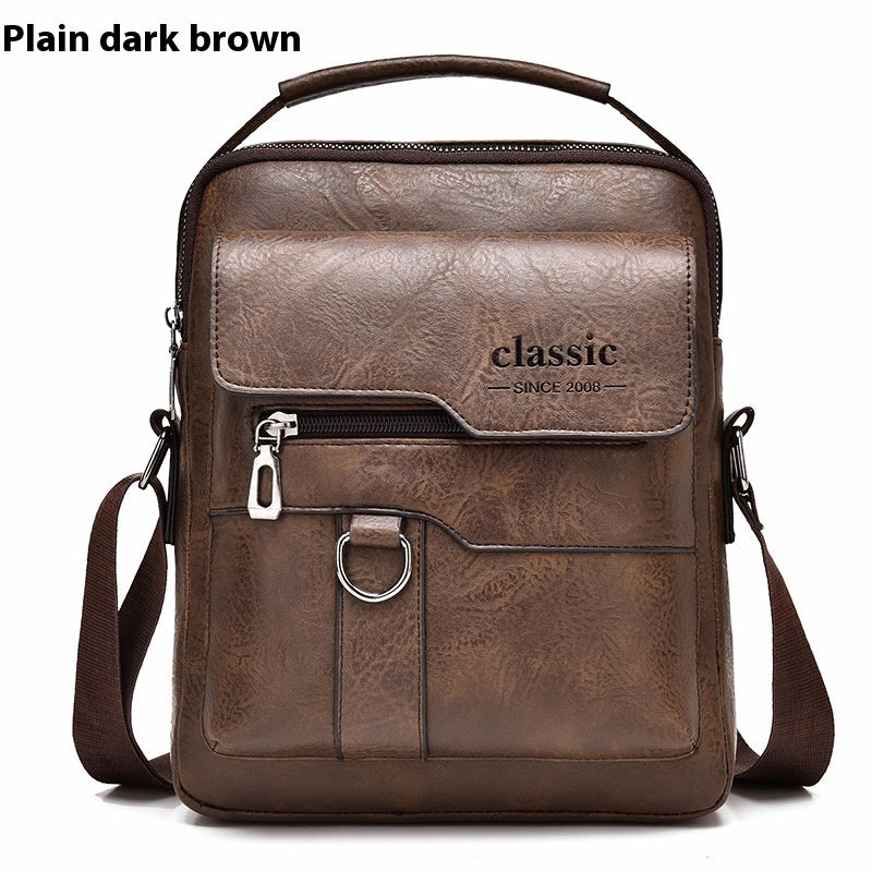 Men's Messenger Bag One Shoulder Retro Business Backpack PU Leather Flaps Crossbody