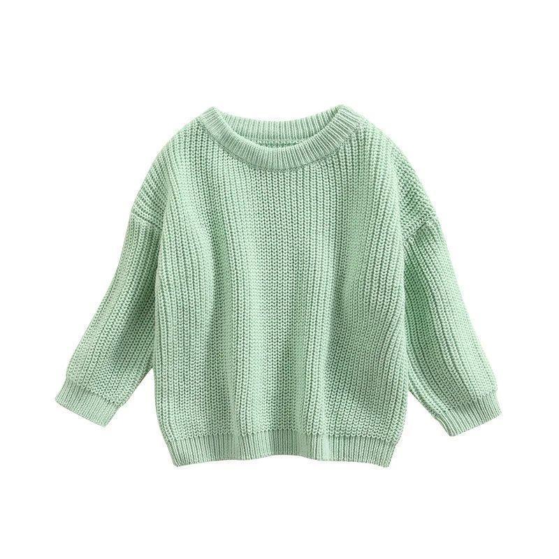 Girls' Solid Color Crew Neck Casual Sweater