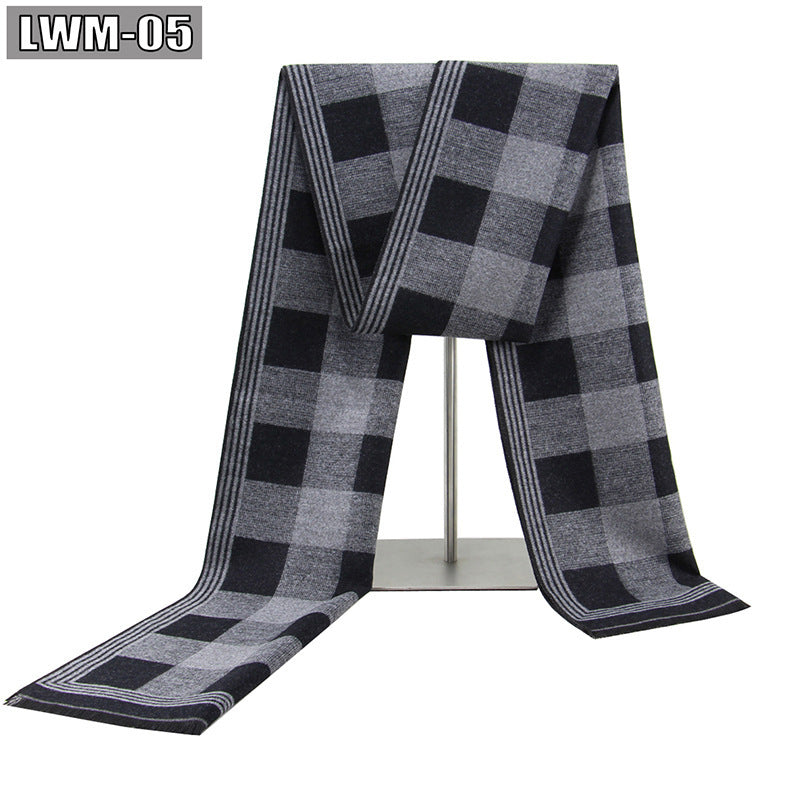 Men's Cashmere Autumn And Winter Business Plaid Scarf