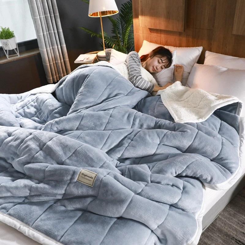 Fleece Throw Thick Warm Winter Blanket by GJG Denim