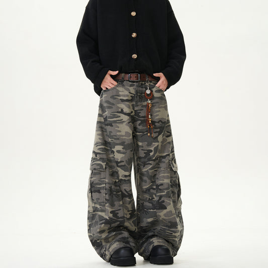 Men's Camouflage Loose Casual Retro Machete Jeans