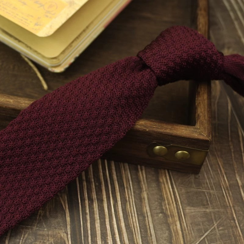 Narrow Woolen Knitted Tie For Men