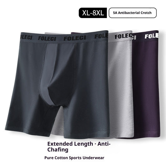 Men's Lengthened Sports Boxer Briefs Pure Cotton Breathable