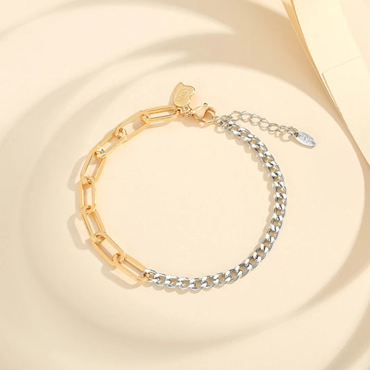 Women's Gold-plated Exquisite Simple Gold And Silver Stitching Bracelet