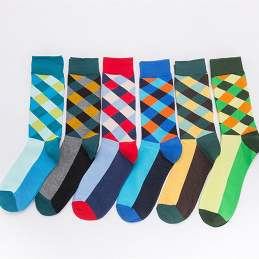 Men's Color Diamond Lattice Socks