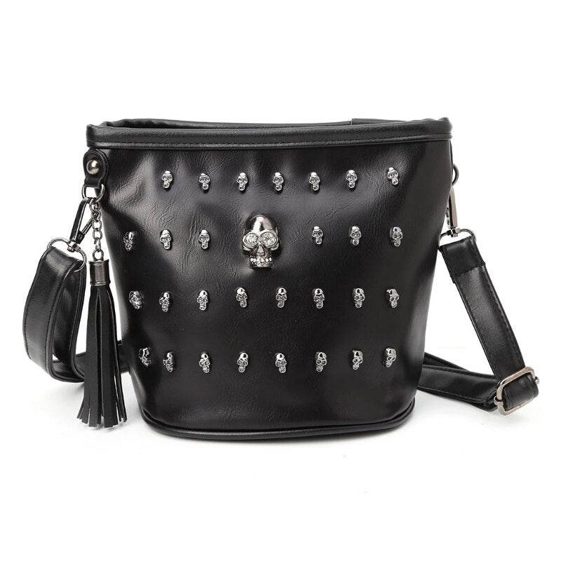 Trendy shoulder Women bag with diamond skull