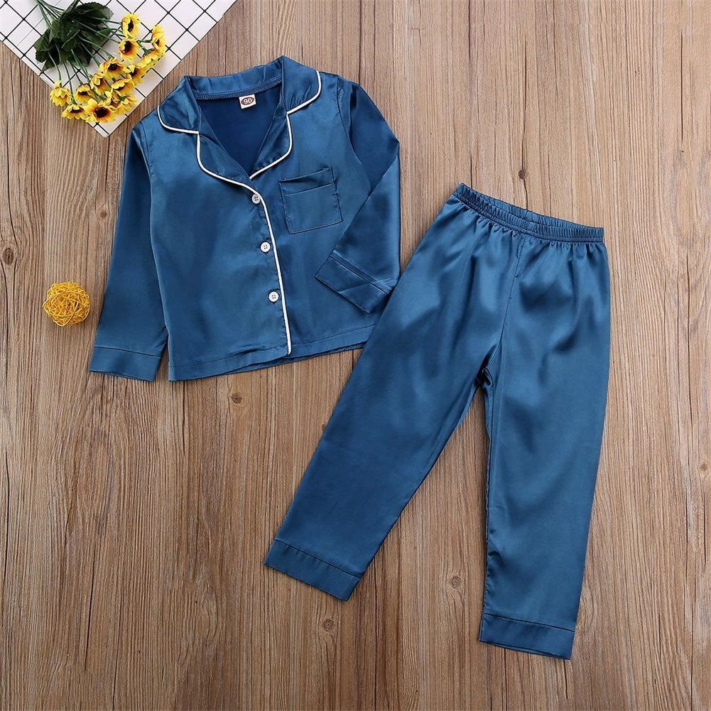 Pure Color Children's pajamas Casual Fashion Suit