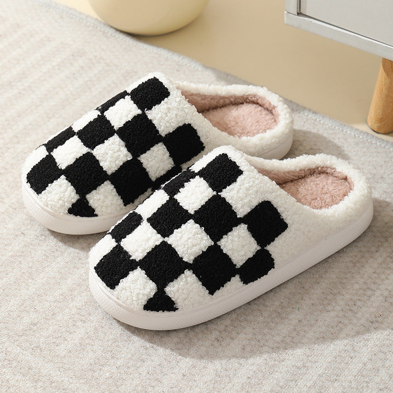 Men's Checkerboard Print Slippers