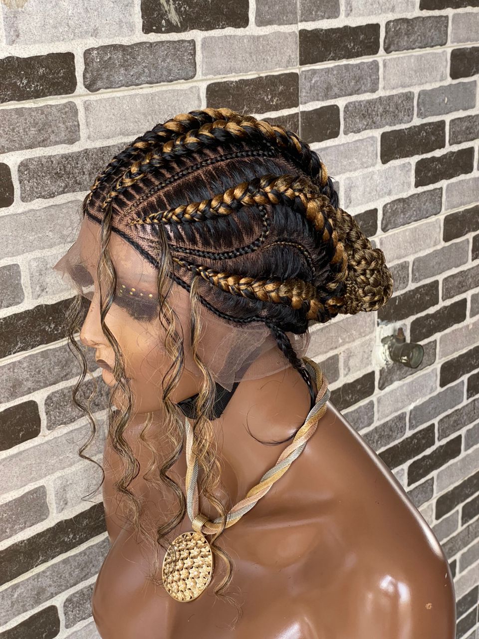 Feeding Braid Cornrow Wig (100% Human Hair Full Lace Base) -Janisa braid