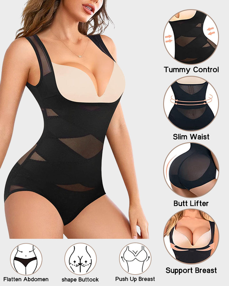 Open Bust Cross Compression Body Shaper