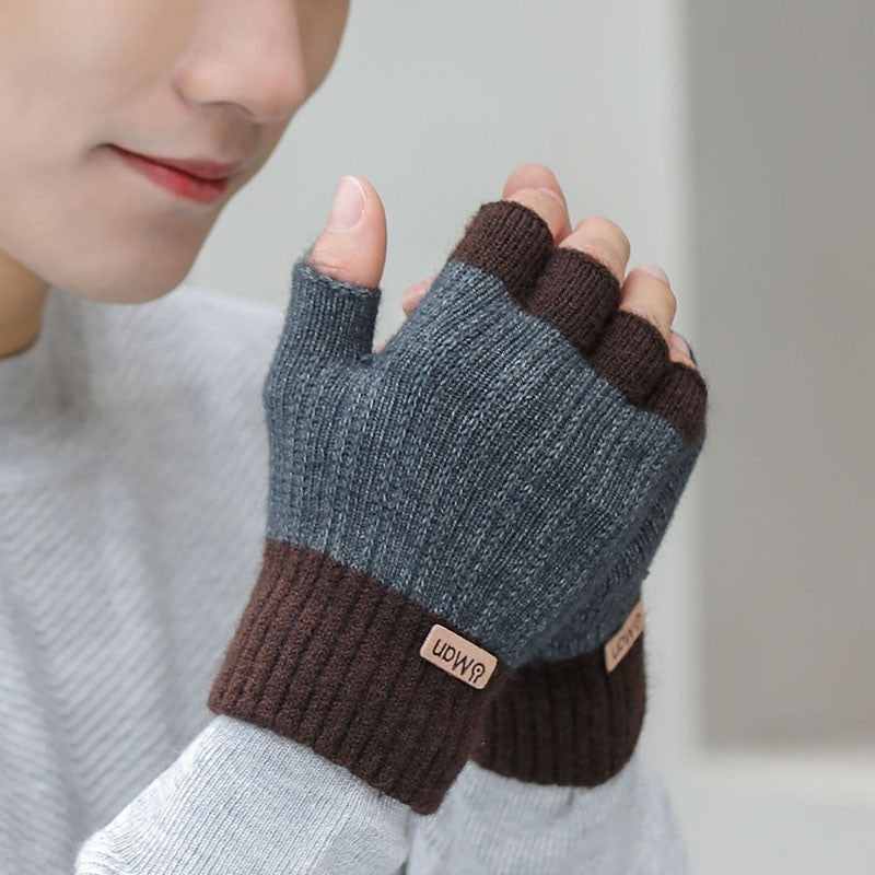 Men's Thick Knitted Half Finger Gloves