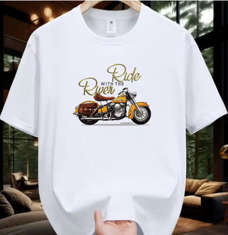 Men's Motorcycle Pattern Printed T-shirt