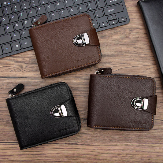 Multifunctional Multiple Card Slots Zipper Wallet For Men