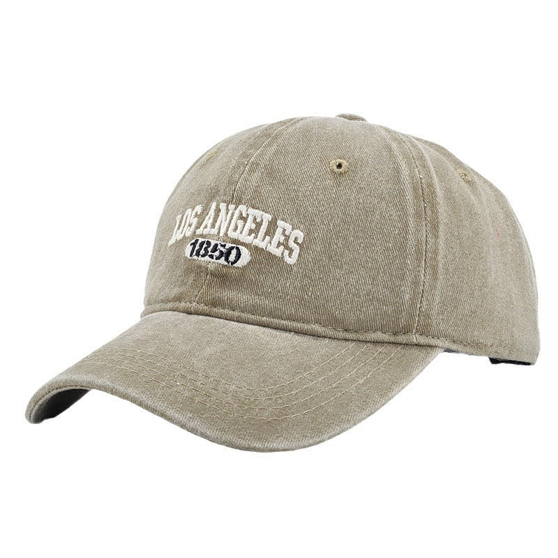 Men's Retro Washed Distressed "Los Angeles" Embroidered Peaked Cap