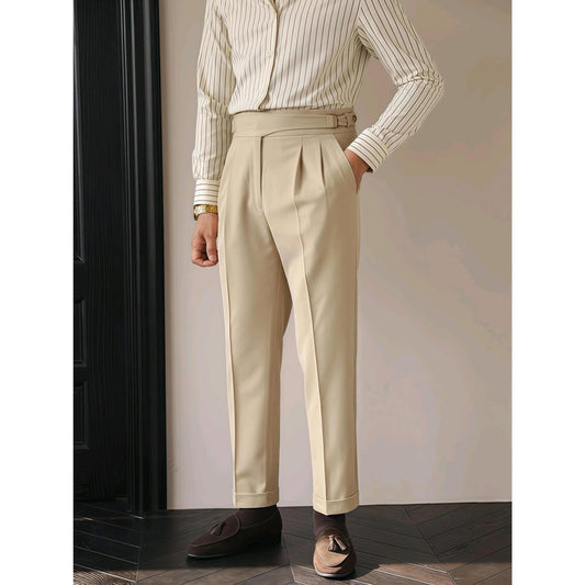 Men's Retro Business Casual Paris Buckle Pants