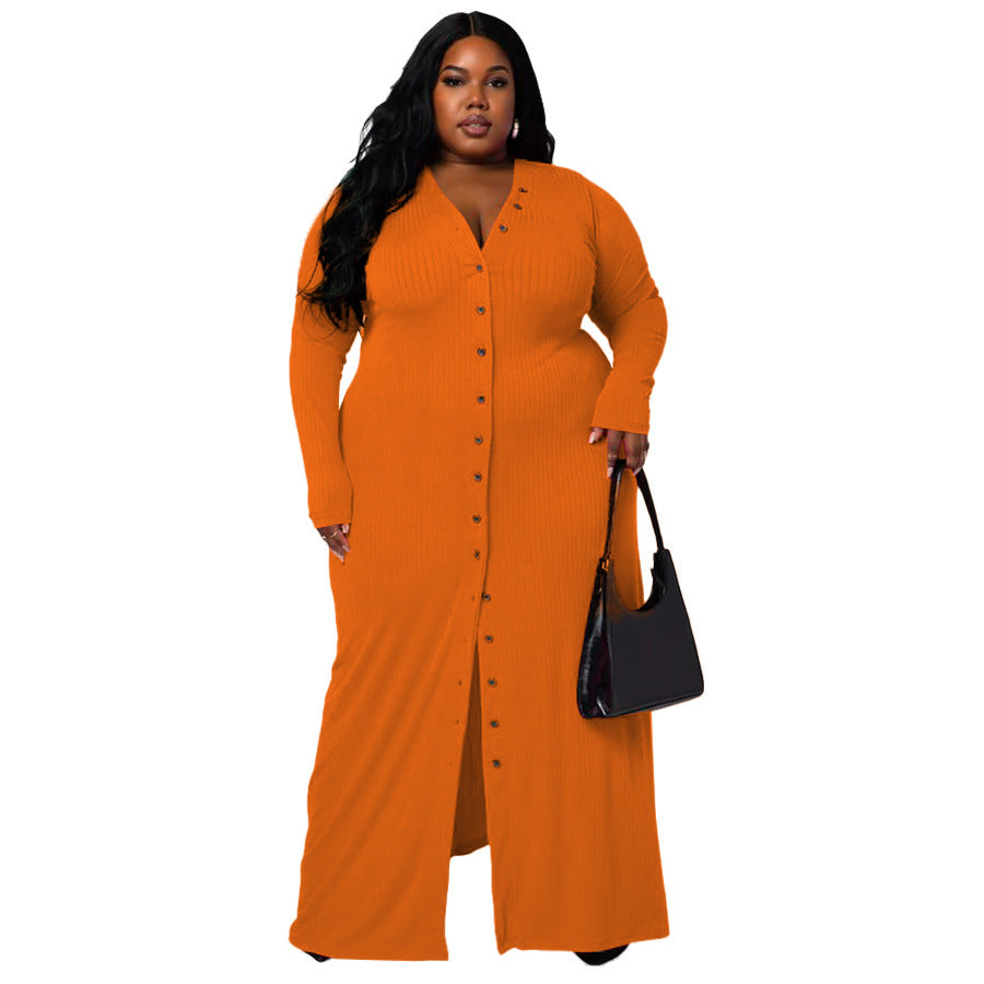 Plus Size Women's Sunken Stripe Split Dress