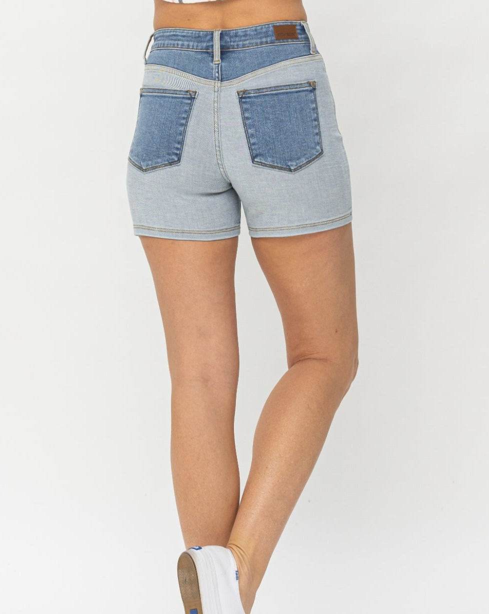 Judy Blue Full Size Color Block Denim Women Shorts