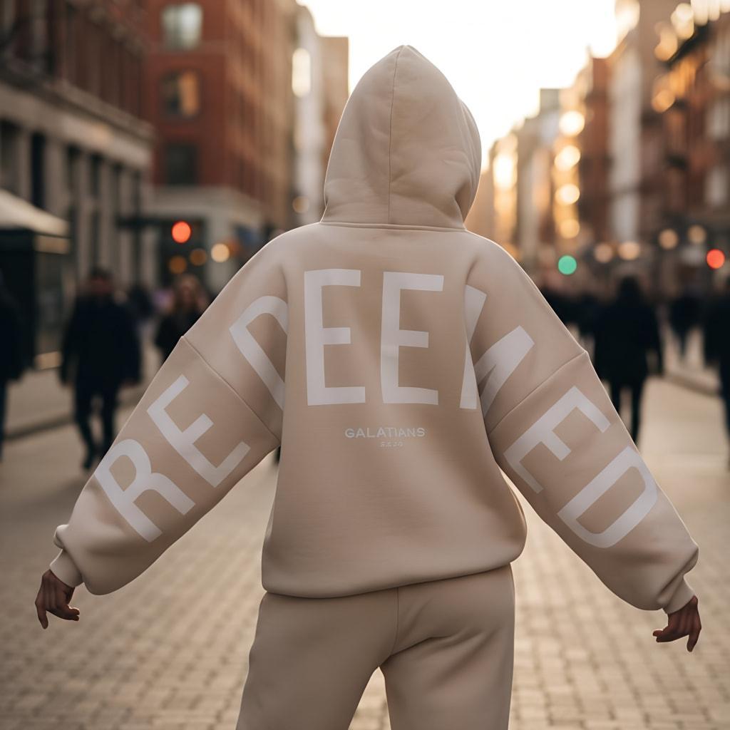 Men's Loose Letter Printed Hooded Sweater