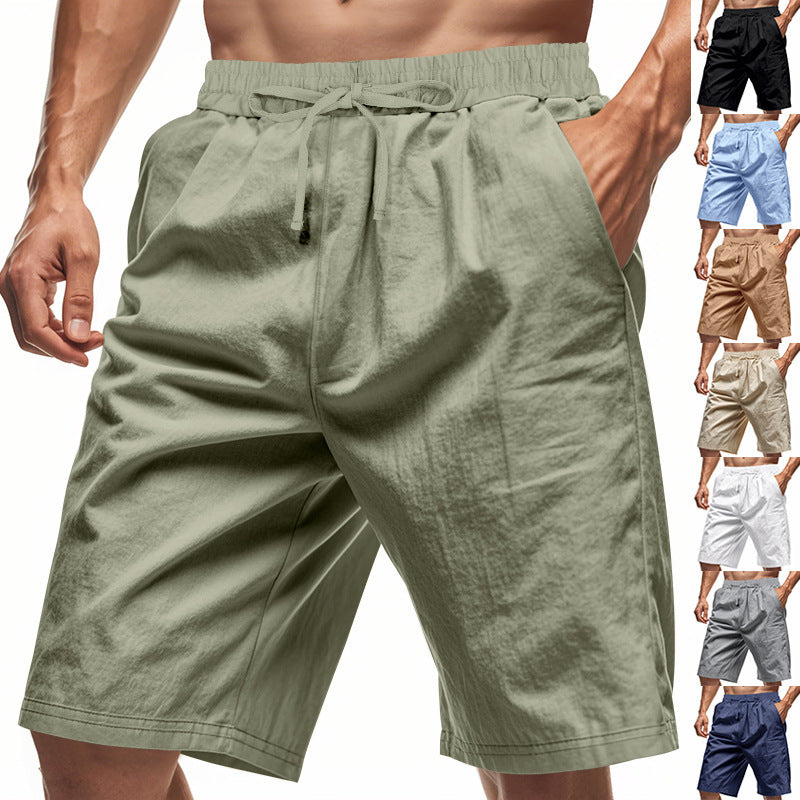 Men's Pants Loose Casual Linen Solid Color Shorts
