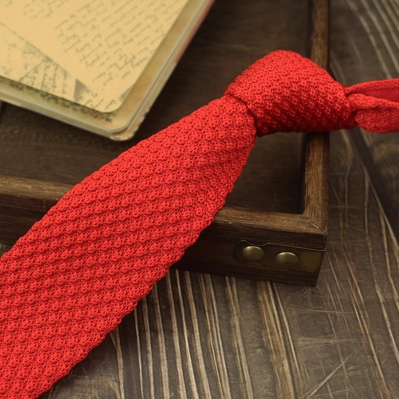 Narrow Woolen Knitted Tie For Men