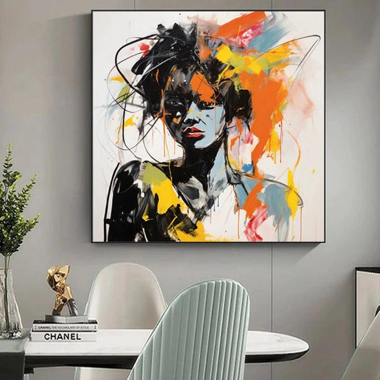 Modern Aesthetic Wall Art Portrait Hand Painted On Canvas Vintage Room Home Bar Cafe Decor Kawaii Room Decor by GJG Denim
