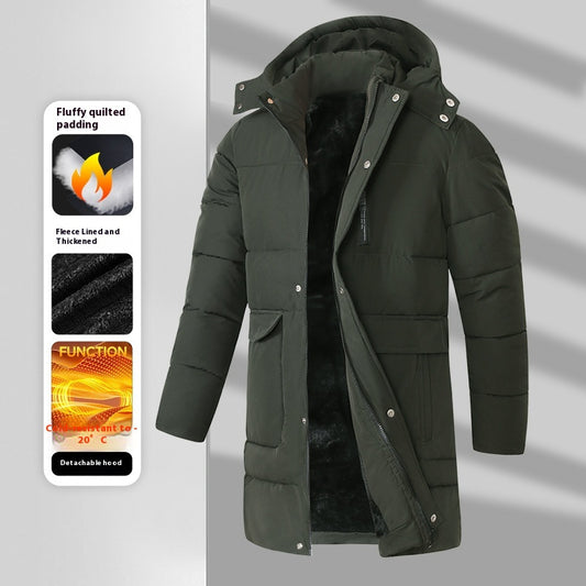 Men's Warm Long Velvet Padded Thick Coat