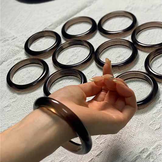 Natural Ice Stone Citrine Bracelet Round Bar Bangle