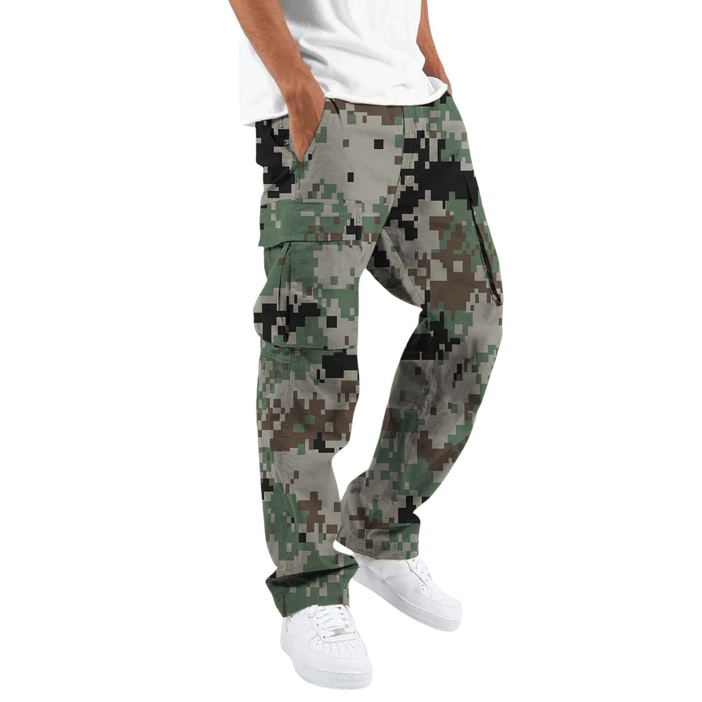 Fashion Camouflage cargo Men's Printing Fashion Outdoor Overalls Straight Rope Overalls Men's Clothing Men's Pants Casual