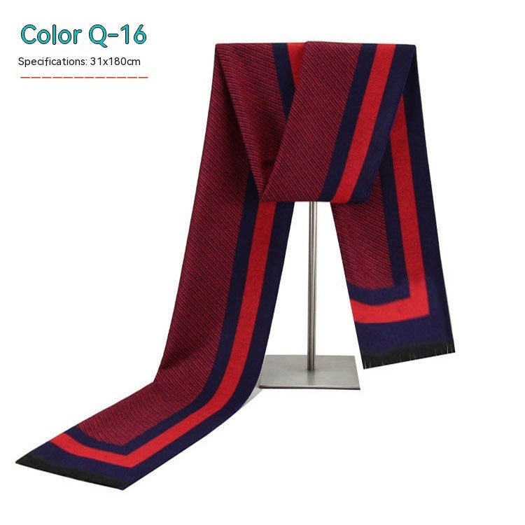 Men's Striped Winter Warm Artificial Cashmere Scarf For Men