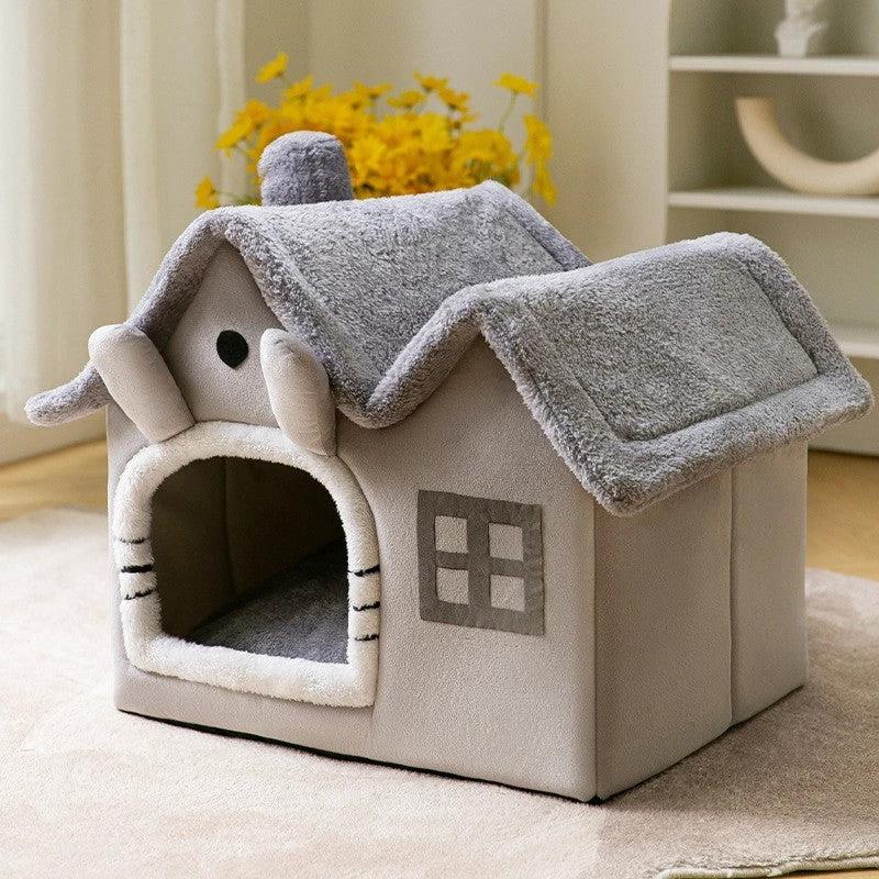 Foldable Dog House Pet Cat Bed Winter Dog Villa Sleep Kennel Removable Nest Warm Enclosed Cave Sofa Pets Supplies by GJG Denim