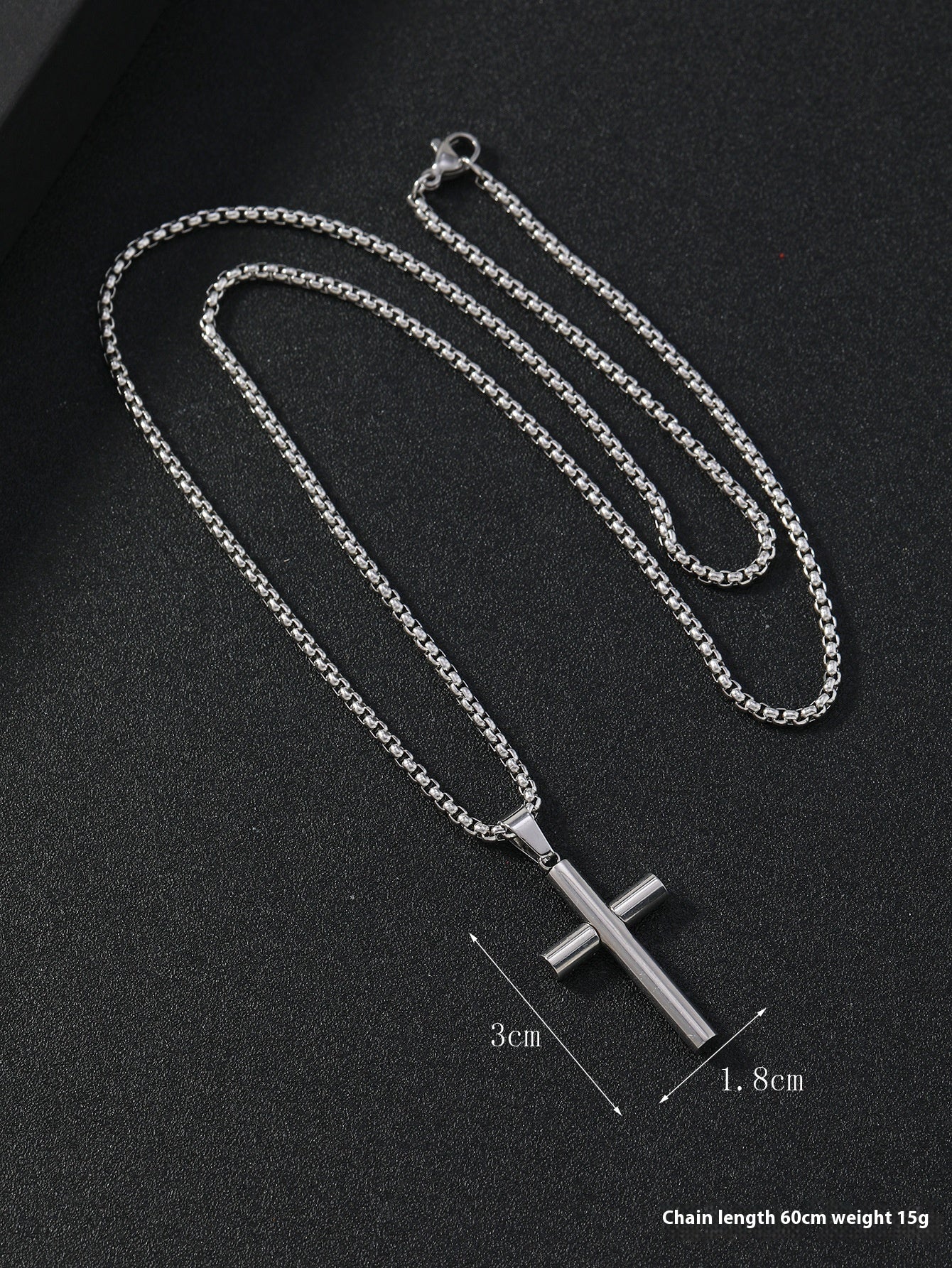 Round Large Beveled Cross Necklace Titanium Steel For Men