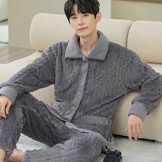 Men's Long Sleeve Cardigan Pajamas