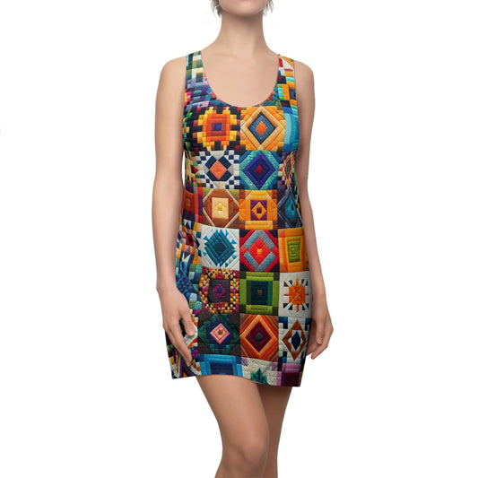 Colorful Patchwork Racerback Dress, Summer Dress, Bohemian Dress, Festival Outfit, Vacation Wear