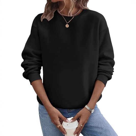 Solid Color Blank Round Neck Plus Size Fashion Sweater