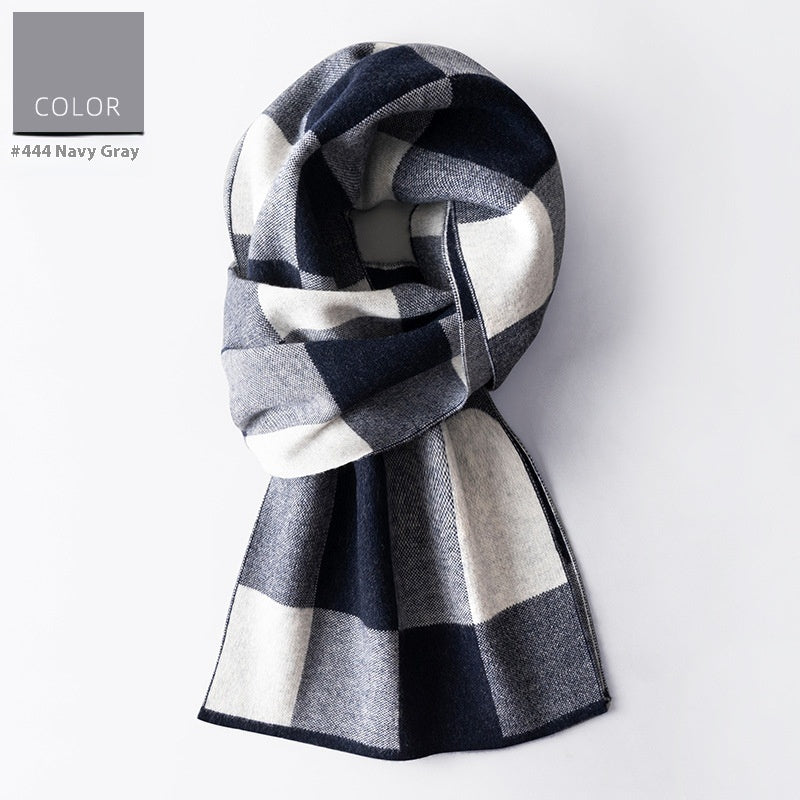 Men's Wool Winter Plaid Double-sided Scarf