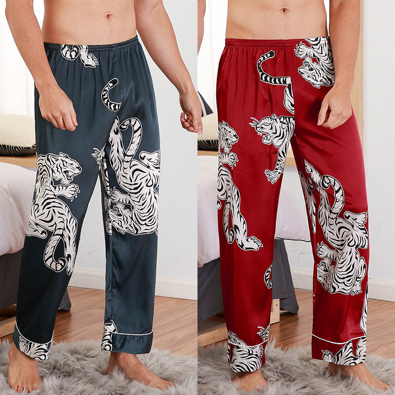 Men's Printed Silk Sleepwear Bottoms