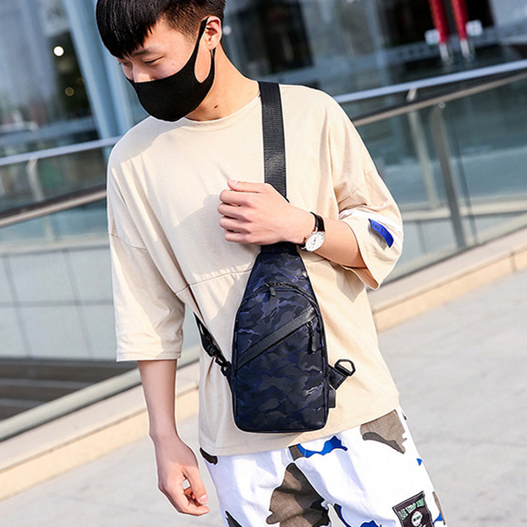 Men's Camouflage Chest Bags  With Headphone Hole