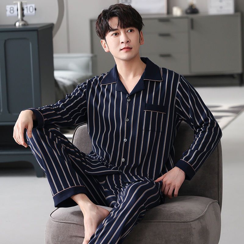 Men's Cotton Long-sleeved Pajamas