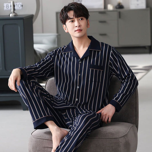 Men's Cotton Long-sleeved Pajamas