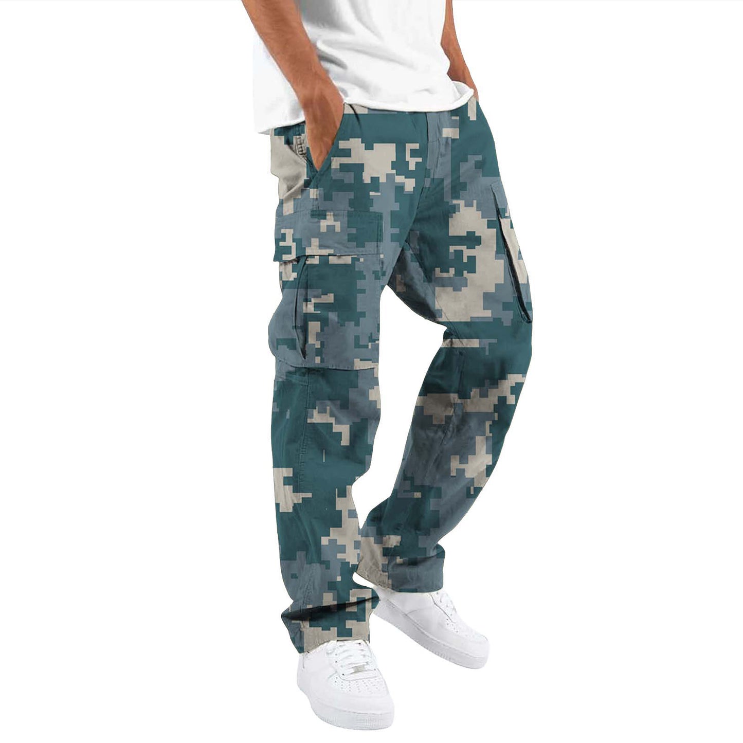 Fashion Camouflage cargo Men's Printing Fashion Outdoor Overalls Straight Rope Overalls Men's Clothing Men's Pants Casual