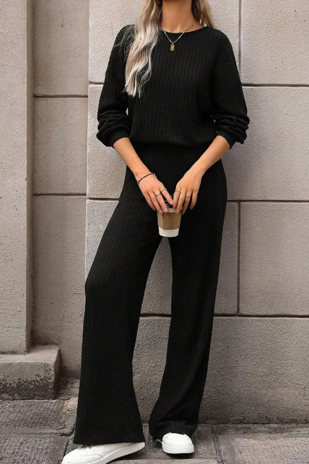 Round Neck Long Sleeve Jumpsuit by Lady Ros