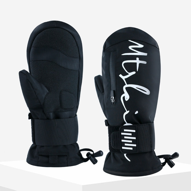 Men's Built-in Wristband Shock Absorption Veneer Warm Waterproof Ski Gloves