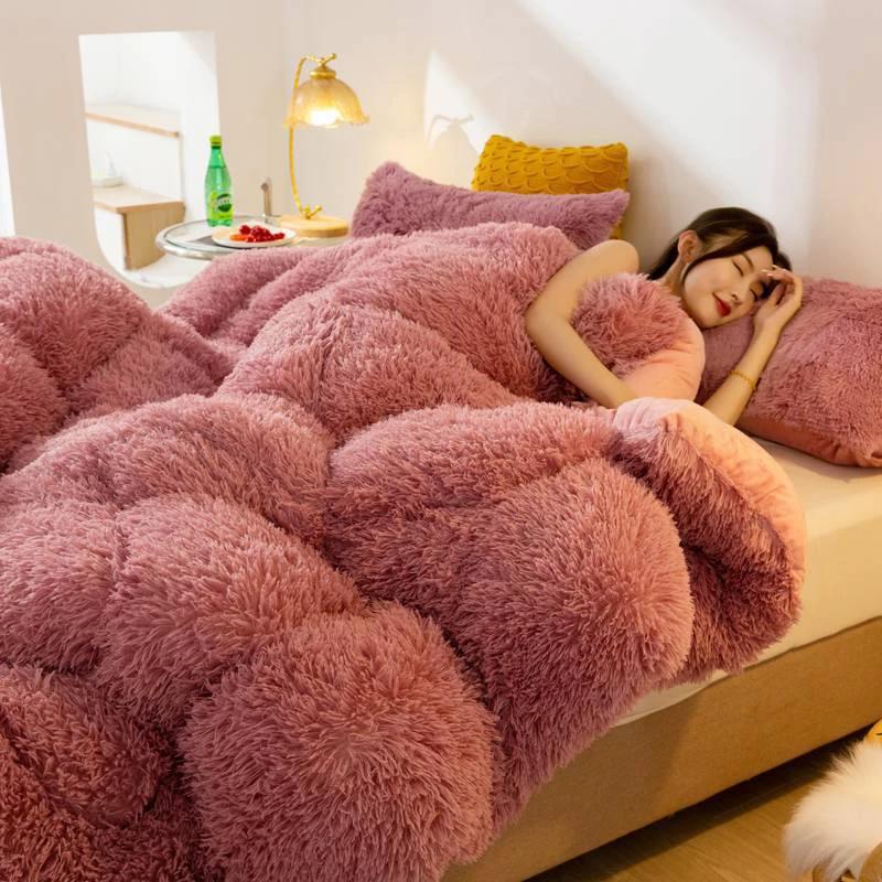 Super Soft Long Fleece Mink Crystal Velvet Thickened Warm Winter Quilt by GJG Denim