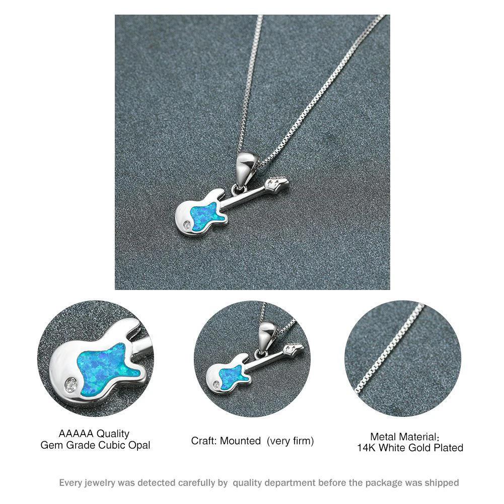 Men's Blue Opal Guitar Necklace by GJG Denim