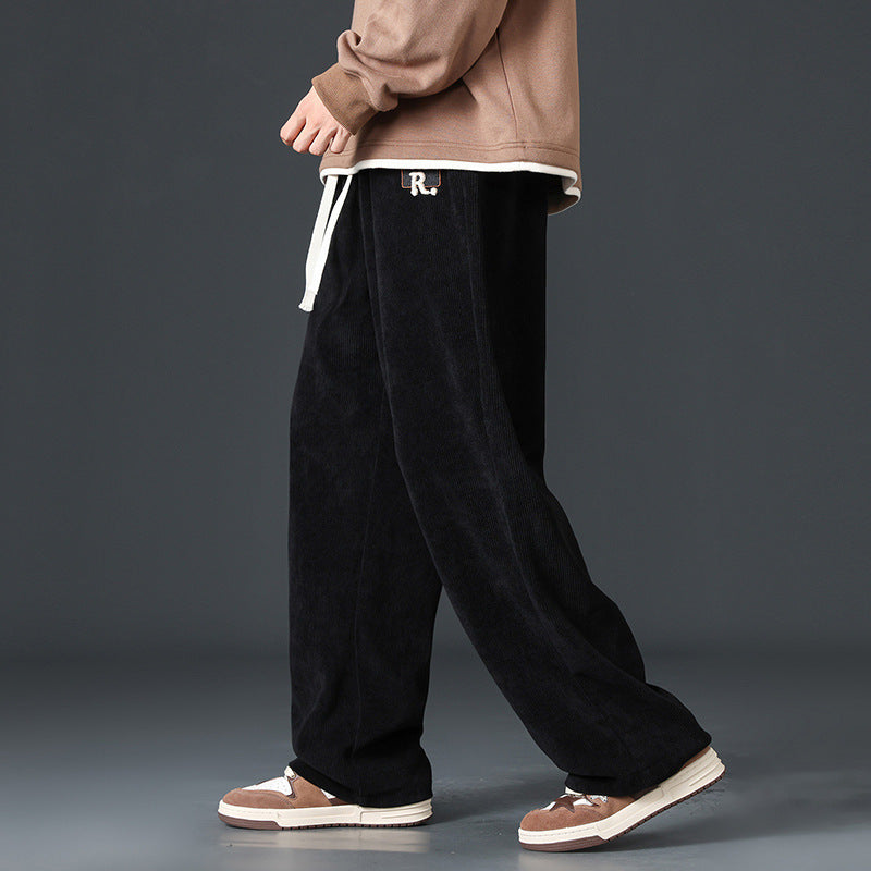 Men's Velvet Wide Leg Loose Sweatpants