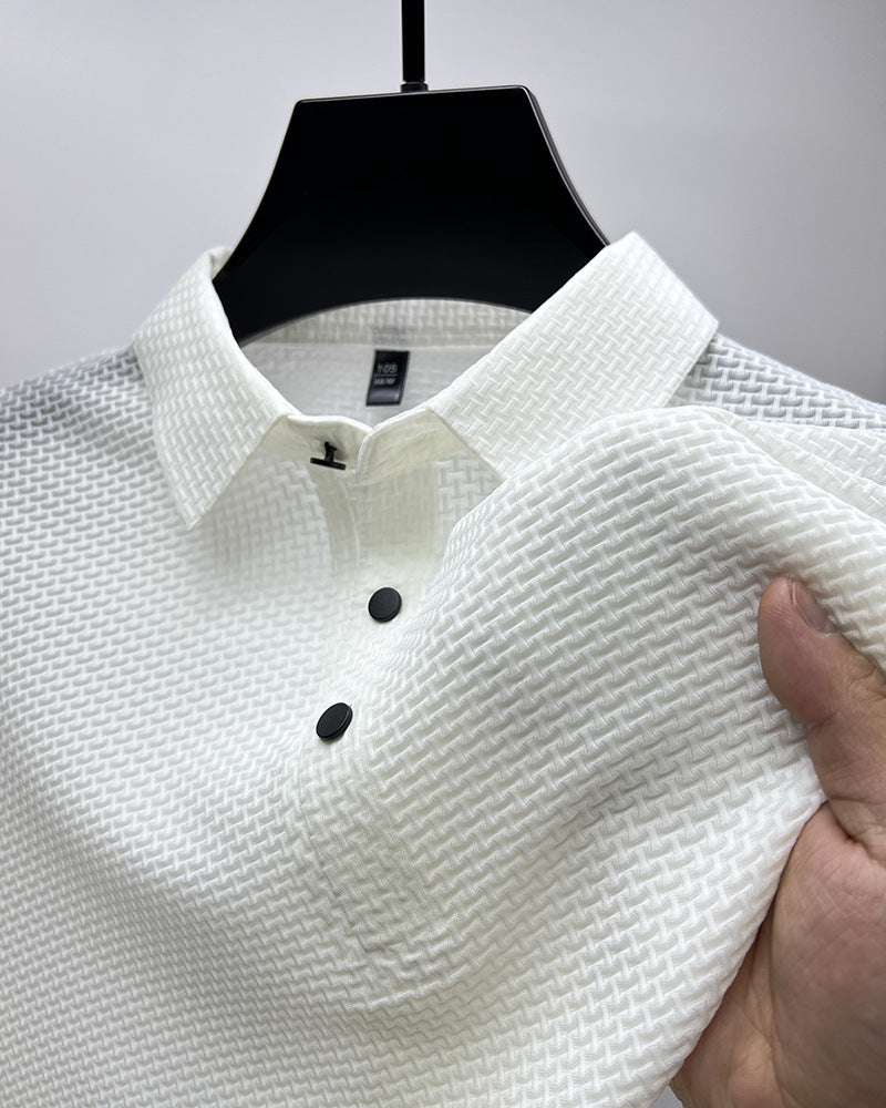 Mesh Ice Silk Short Sleeve Dress Shirt