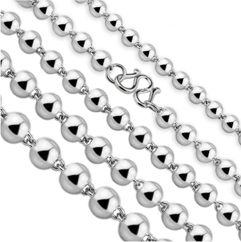 Men's Round Beads Silver Necklace