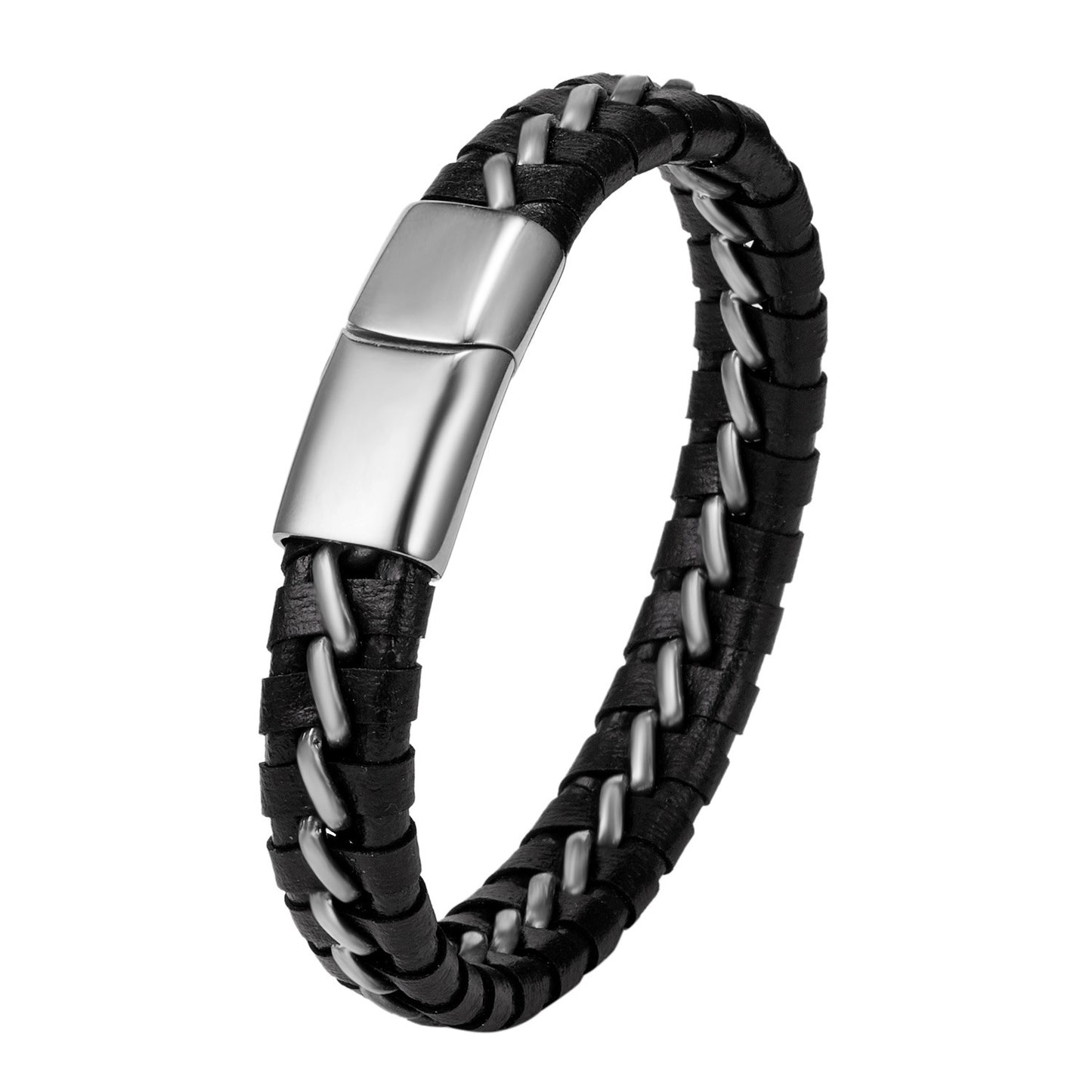 Woven Faux Leather Bracelet For Men