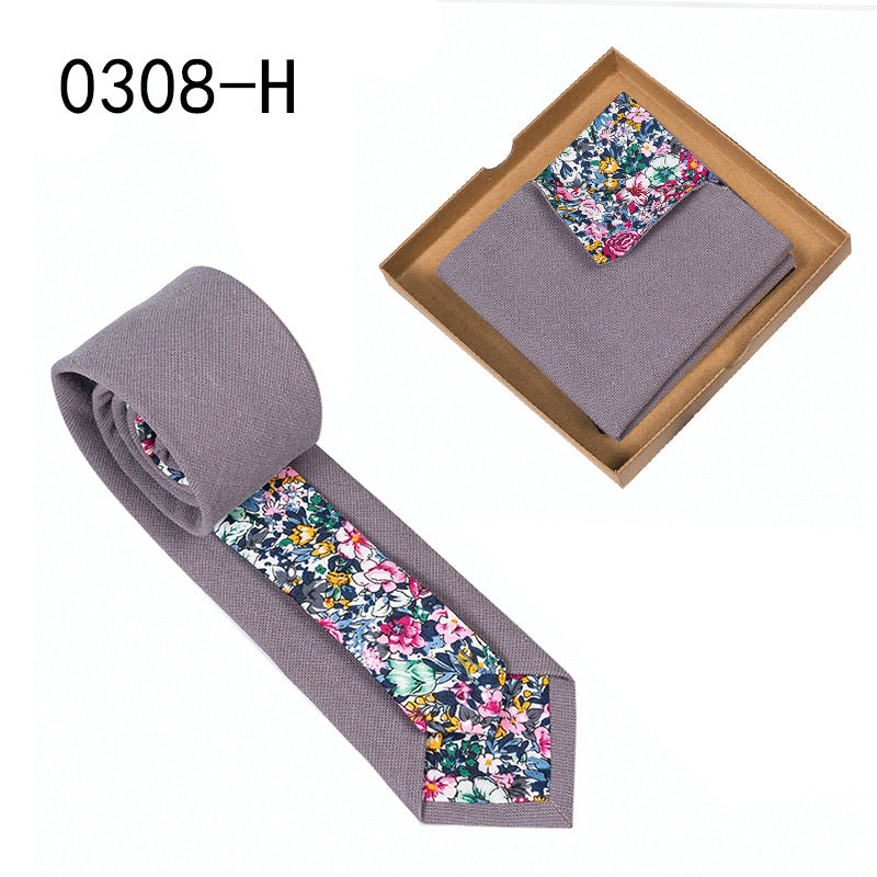 Men's Floral Print Tie and Pocket Square